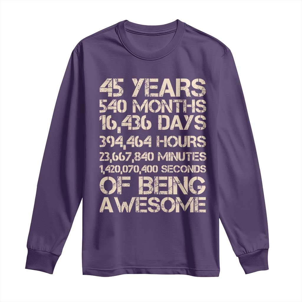 Vintage 45th Birthday Gift Long Sleeve Shirt 45 Years Of Being Awesome