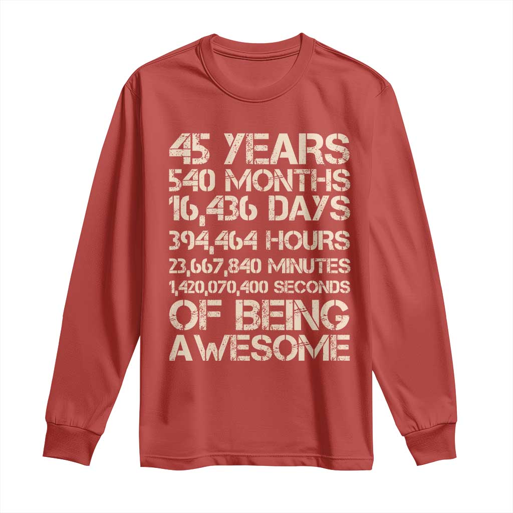 Vintage 45th Birthday Gift Long Sleeve Shirt 45 Years Of Being Awesome
