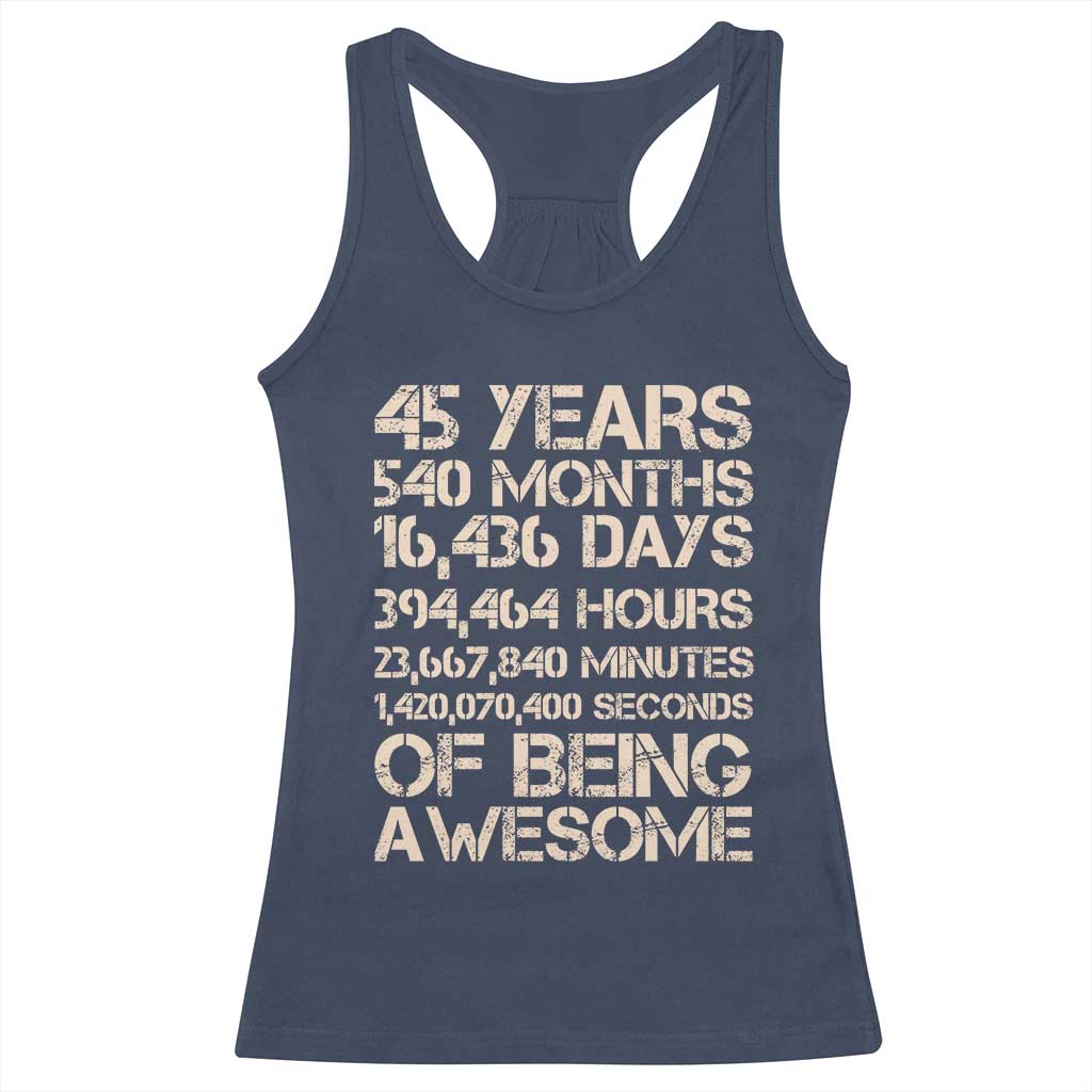 Vintage 45th Birthday Gift Racerback Tank Top 45 Years Of Being Awesome