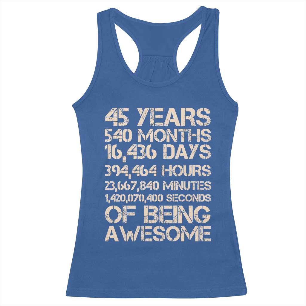 Vintage 45th Birthday Gift Racerback Tank Top 45 Years Of Being Awesome