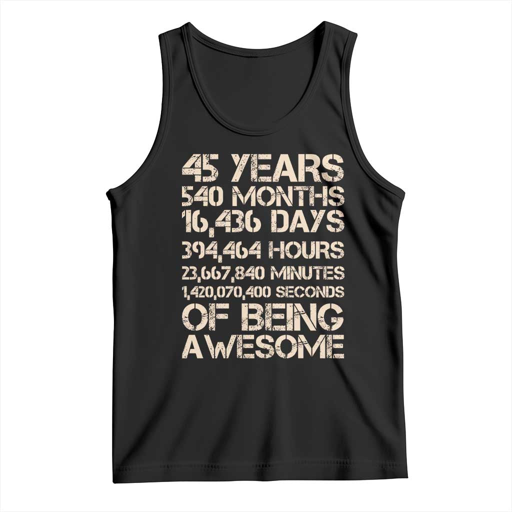 Vintage 45th Birthday Gift Tank Top 45 Years Of Being Awesome