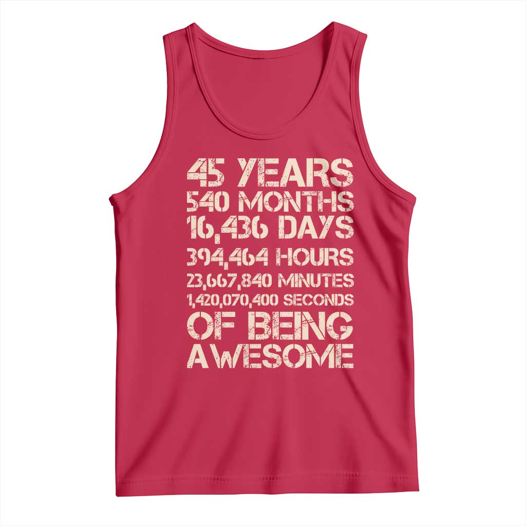 Vintage 45th Birthday Gift Tank Top 45 Years Of Being Awesome