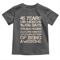 Vintage 45th Birthday Gift Toddler T Shirt 45 Years Of Being Awesome
