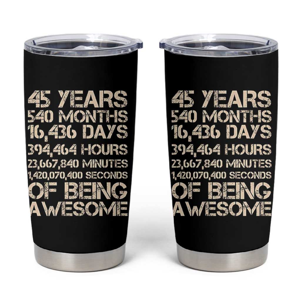 Vintage 45th Birthday Gift Tumbler Cup 45 Years Of Being Awesome