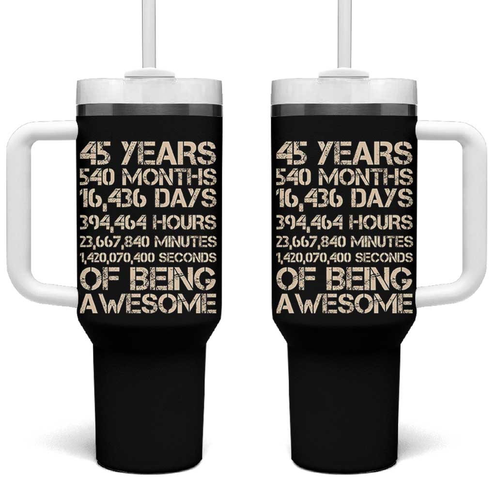 Vintage 45th Birthday Gift Tumbler With Handle 45 Years Of Being Awesome