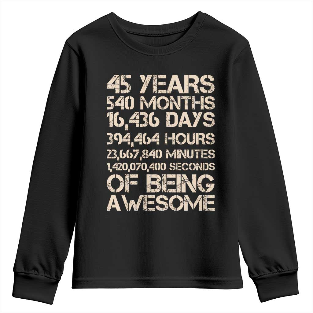Vintage 45th Birthday Gift Youth Sweatshirt 45 Years Of Being Awesome