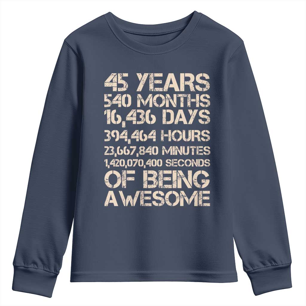 Vintage 45th Birthday Gift Youth Sweatshirt 45 Years Of Being Awesome