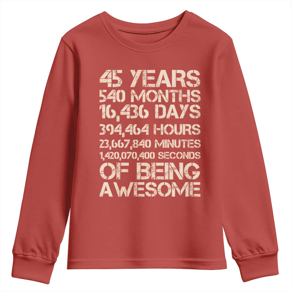 Vintage 45th Birthday Gift Youth Sweatshirt 45 Years Of Being Awesome