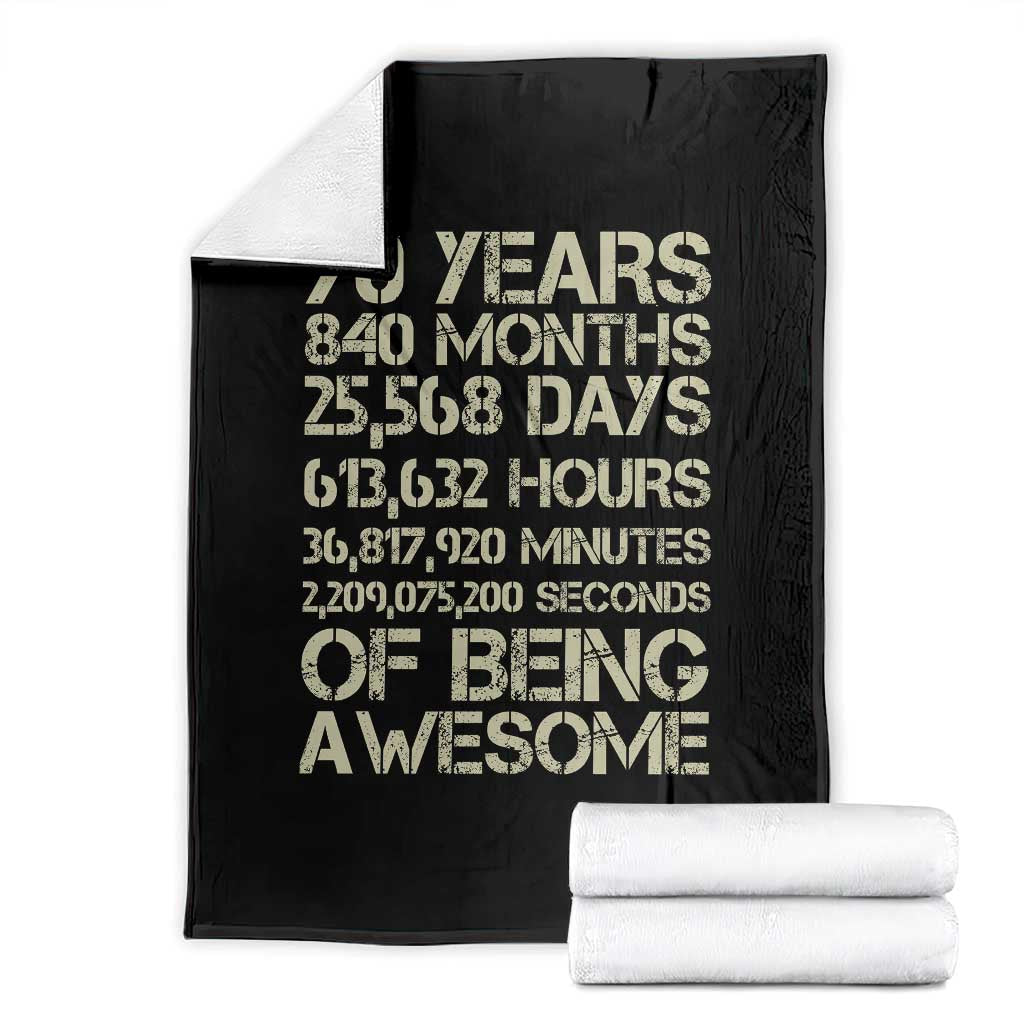 Vintage 70th Birthday Gift Throw Blanket 70 Years Of Being Awesome