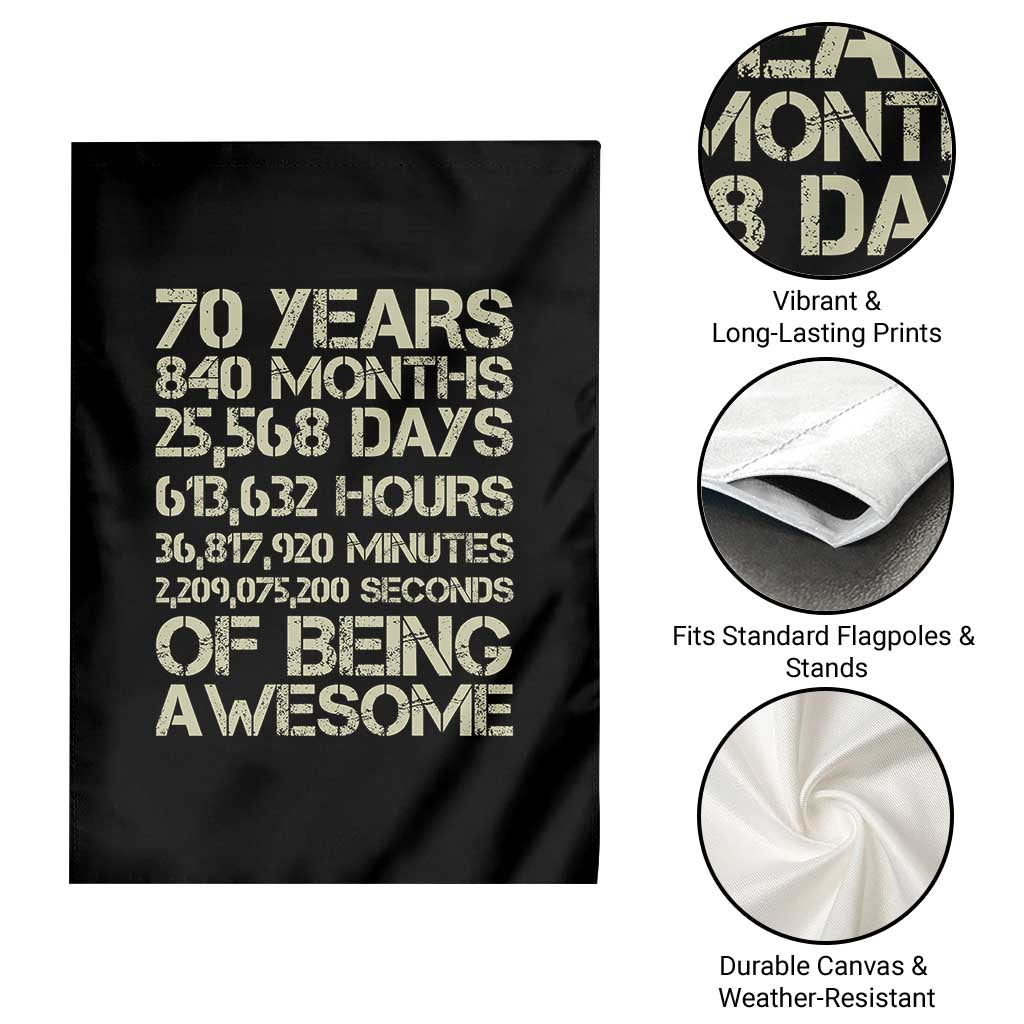 Vintage 70th Birthday Gift Garden Flag 70 Years Of Being Awesome