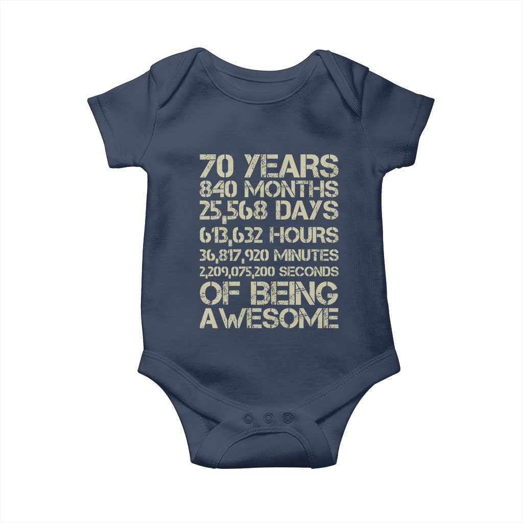 Vintage 70th Birthday Gift Baby Onesie 70 Years Of Being Awesome