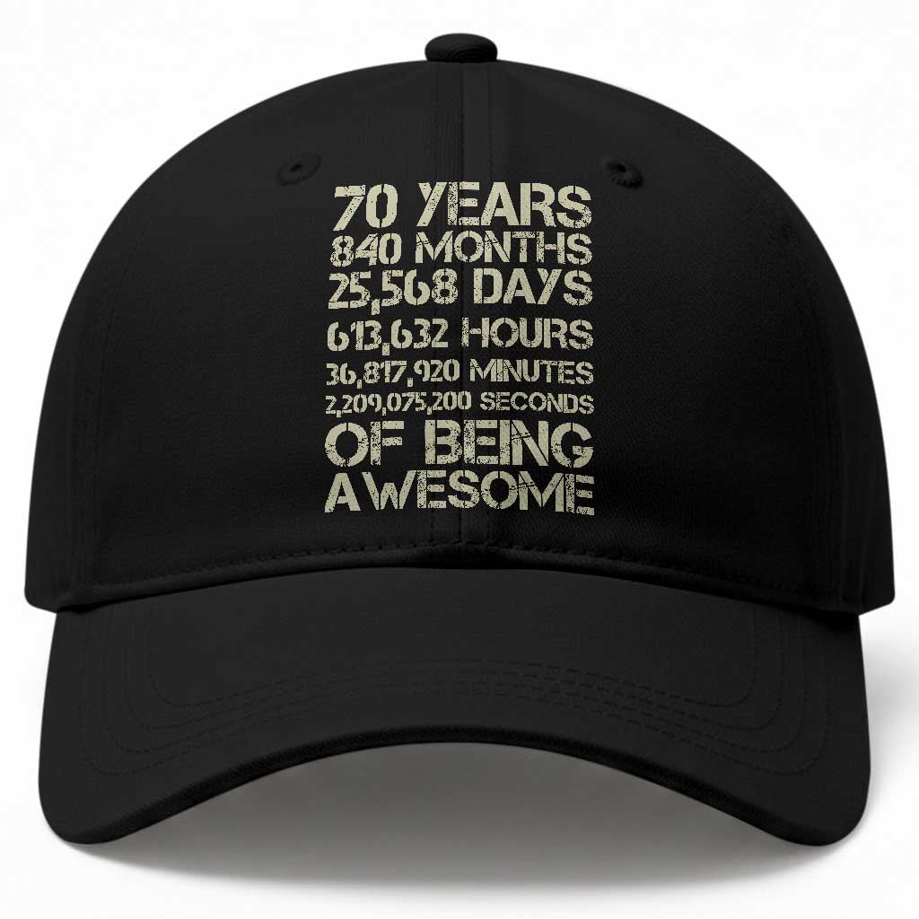 Vintage 70th Birthday Gift Baseball Cap 70 Years Of Being Awesome