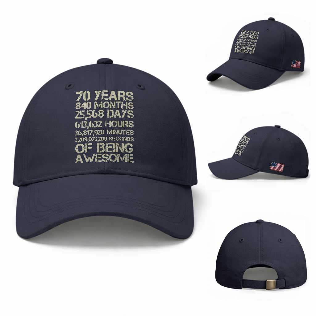 Vintage 70th Birthday Gift Baseball Cap 70 Years Of Being Awesome