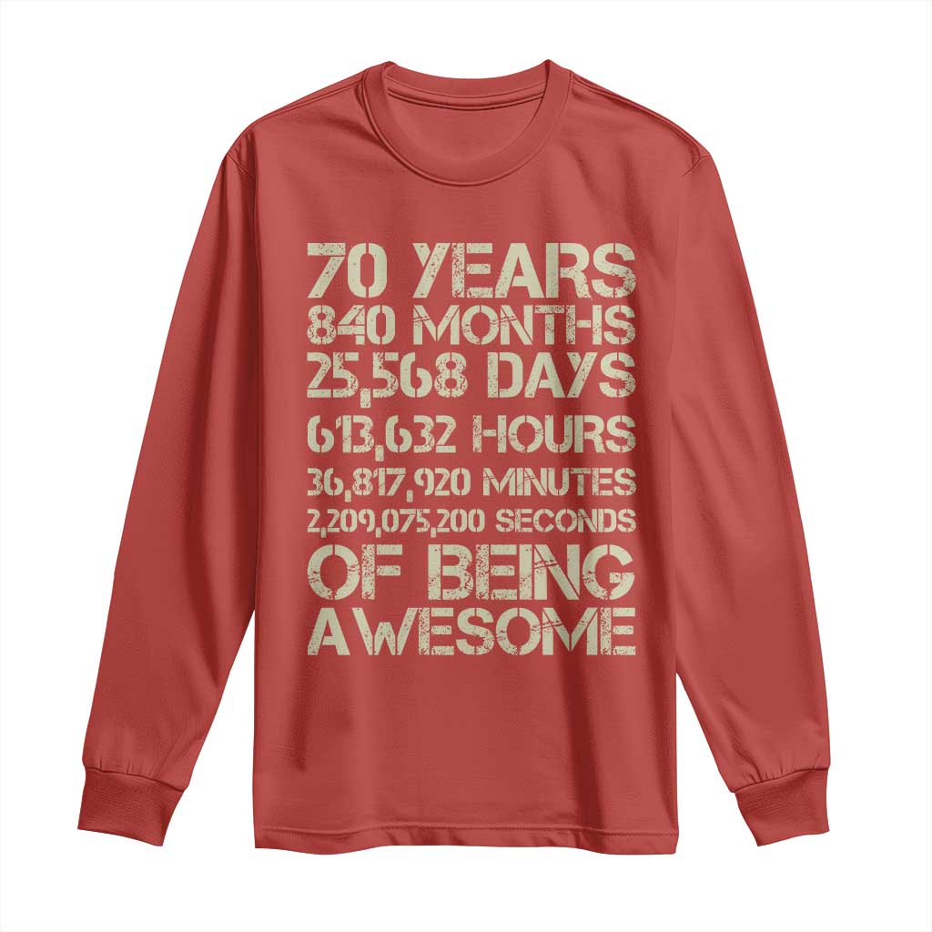 Vintage 70th Birthday Gift Long Sleeve Shirt 70 Years Of Being Awesome