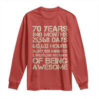 Vintage 70th Birthday Gift Long Sleeve Shirt 70 Years Of Being Awesome