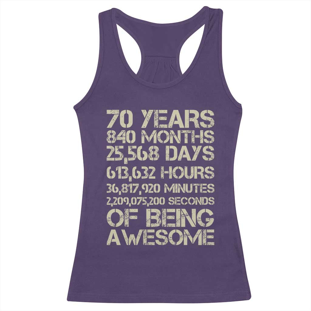 Vintage 70th Birthday Gift Racerback Tank Top 70 Years Of Being Awesome