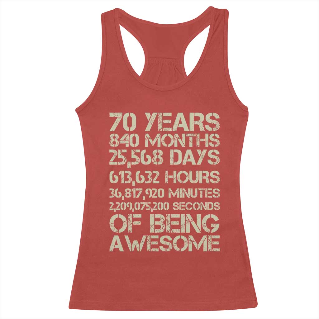 Vintage 70th Birthday Gift Racerback Tank Top 70 Years Of Being Awesome