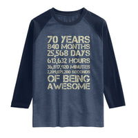 Vintage 70th Birthday Gift Raglan Shirt 70 Years Of Being Awesome