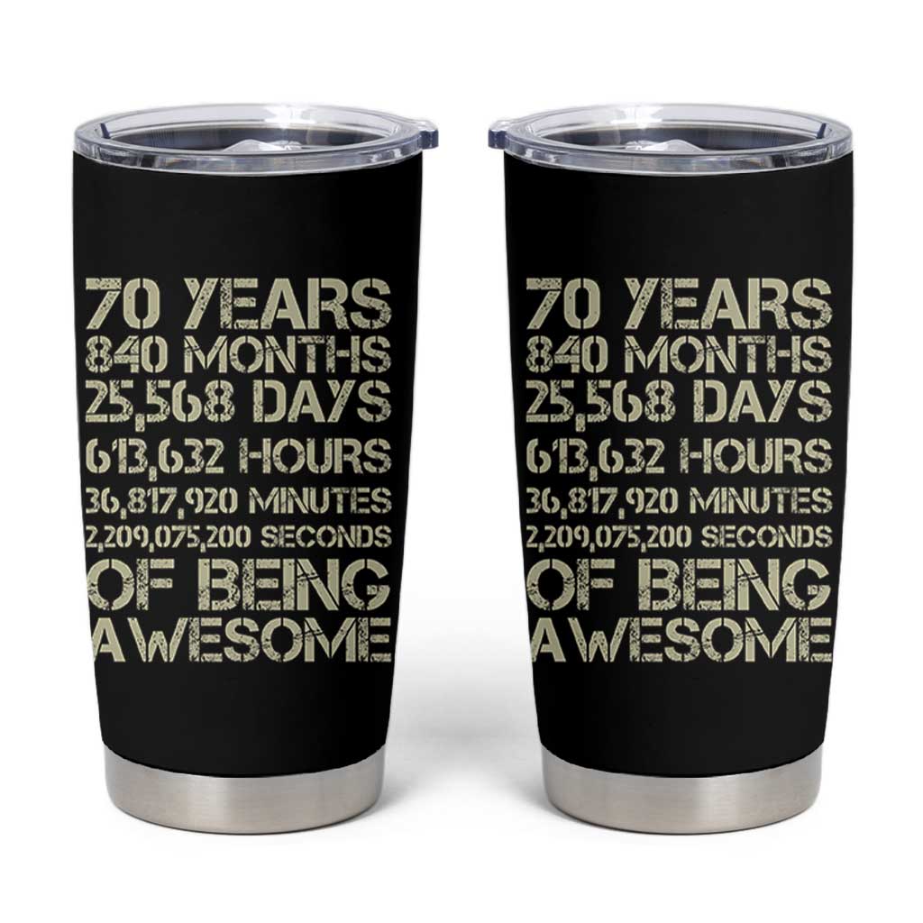 Vintage 70th Birthday Gift Tumbler Cup 70 Years Of Being Awesome
