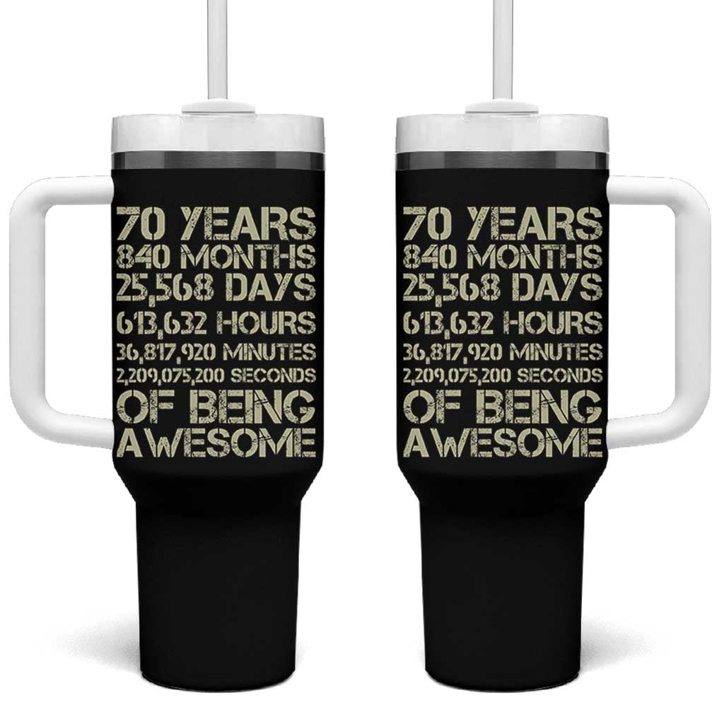 Vintage 70th Birthday Gift Tumbler With Handle 70 Years Of Being Awesome