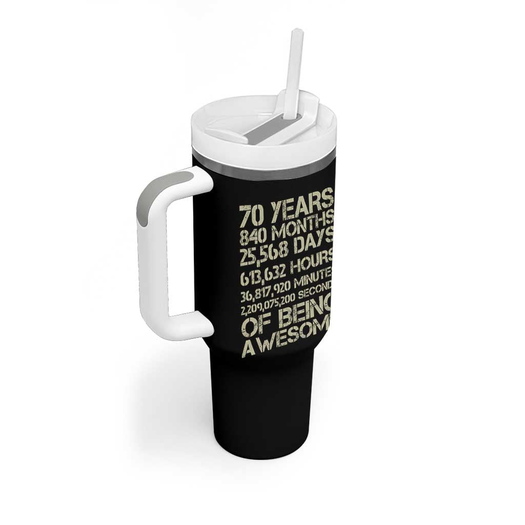 Vintage 70th Birthday Gift Tumbler With Handle 70 Years Of Being Awesome