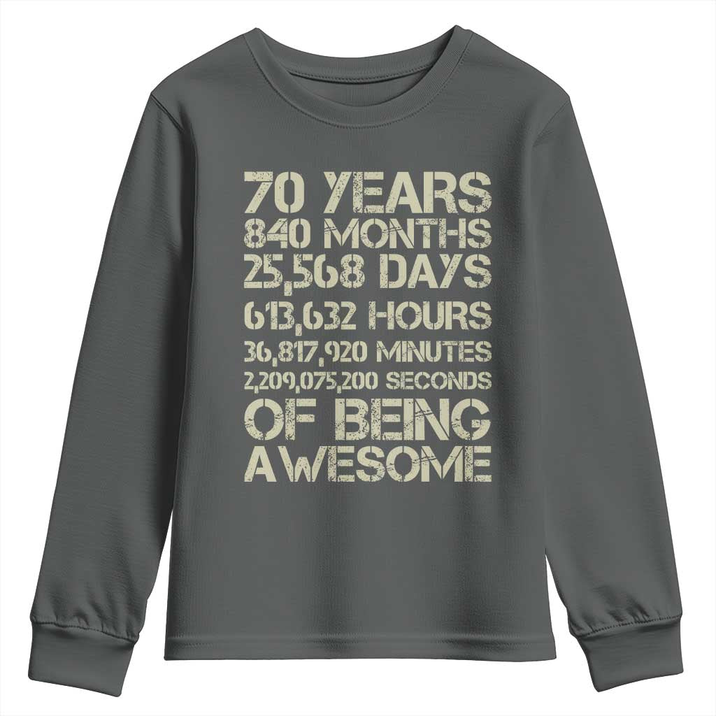 Vintage 70th Birthday Gift Youth Sweatshirt 70 Years Of Being Awesome
