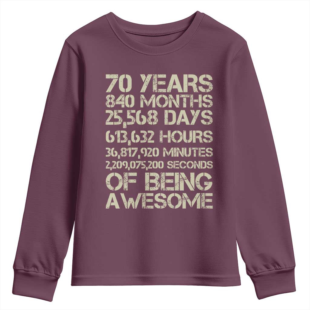 Vintage 70th Birthday Gift Youth Sweatshirt 70 Years Of Being Awesome