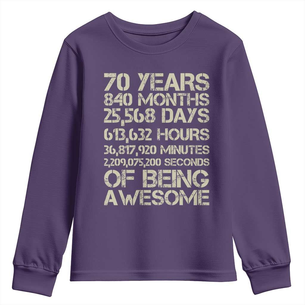 Vintage 70th Birthday Gift Youth Sweatshirt 70 Years Of Being Awesome