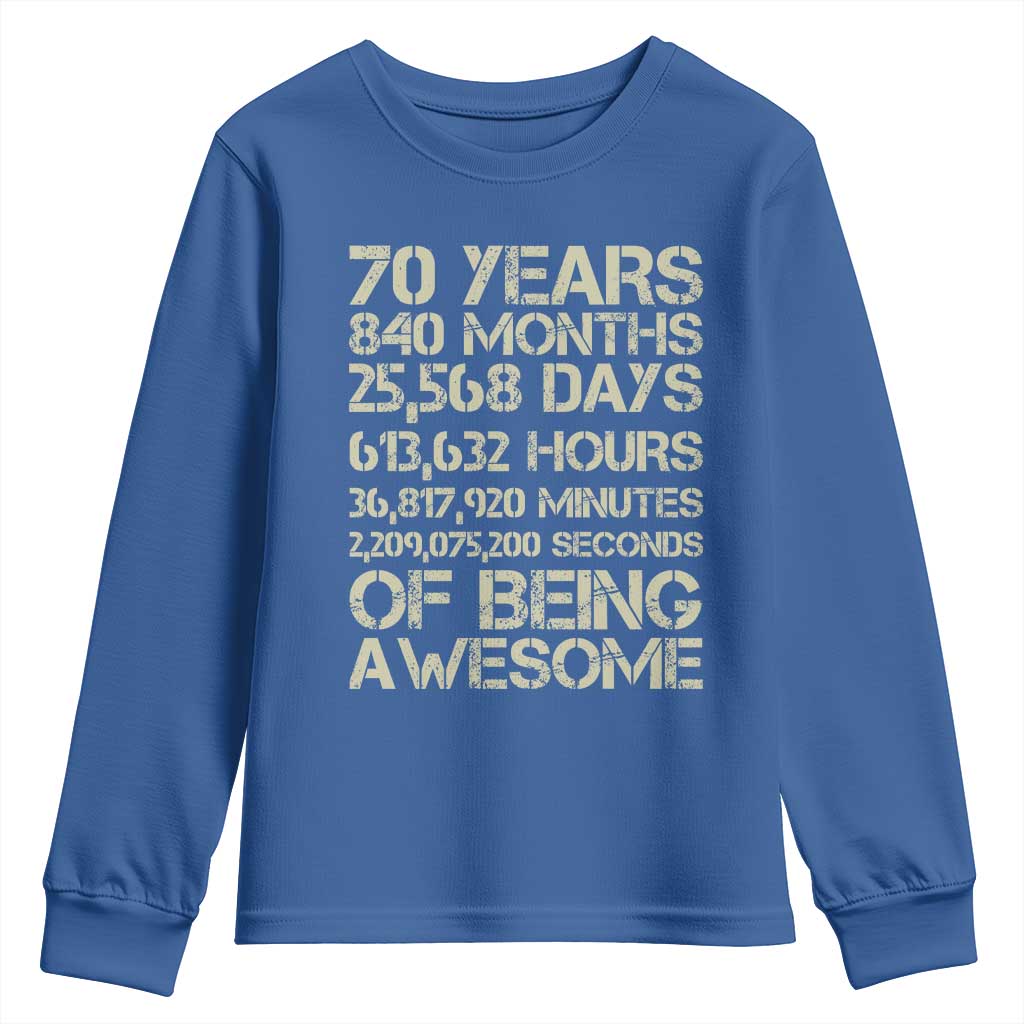 Vintage 70th Birthday Gift Youth Sweatshirt 70 Years Of Being Awesome