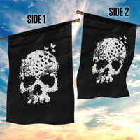Dark Gothic Graphic Skull Floral Butterfly Garden Flag