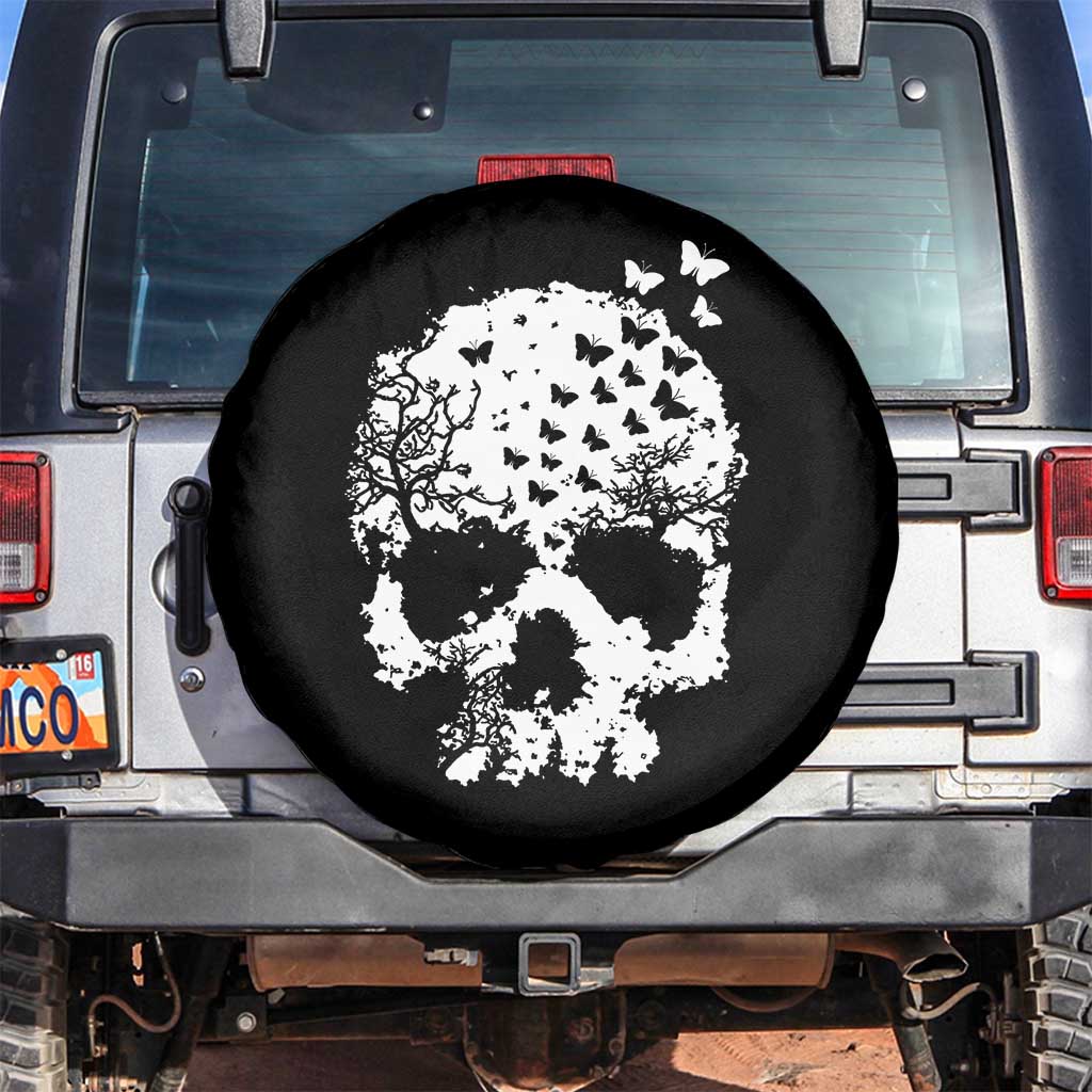 Dark Gothic Graphic Skull Floral Butterfly Spare Tire Cover