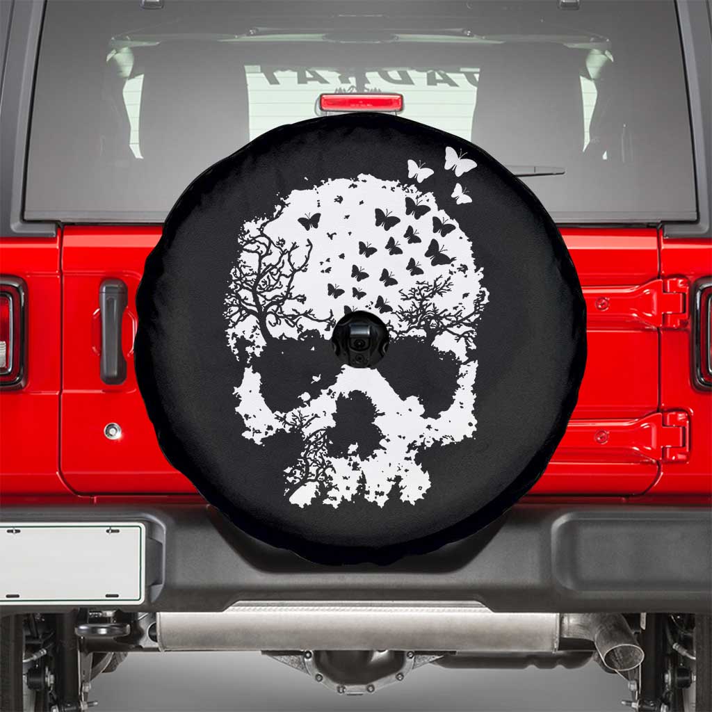 Dark Gothic Graphic Skull Floral Butterfly Spare Tire Cover