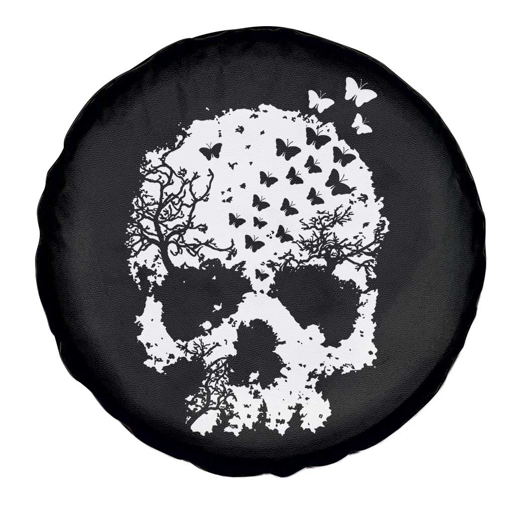 Dark Gothic Graphic Skull Floral Butterfly Spare Tire Cover