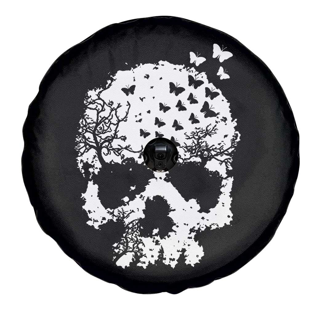 Dark Gothic Graphic Skull Floral Butterfly Spare Tire Cover