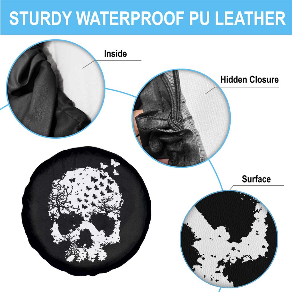 Dark Gothic Graphic Skull Floral Butterfly Spare Tire Cover