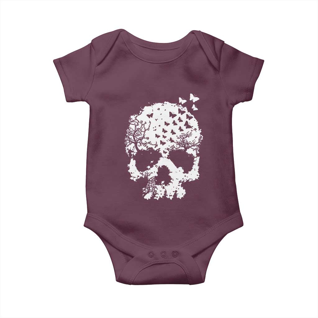 Dark Gothic Graphic Skull Floral Butterfly Baby Onesie