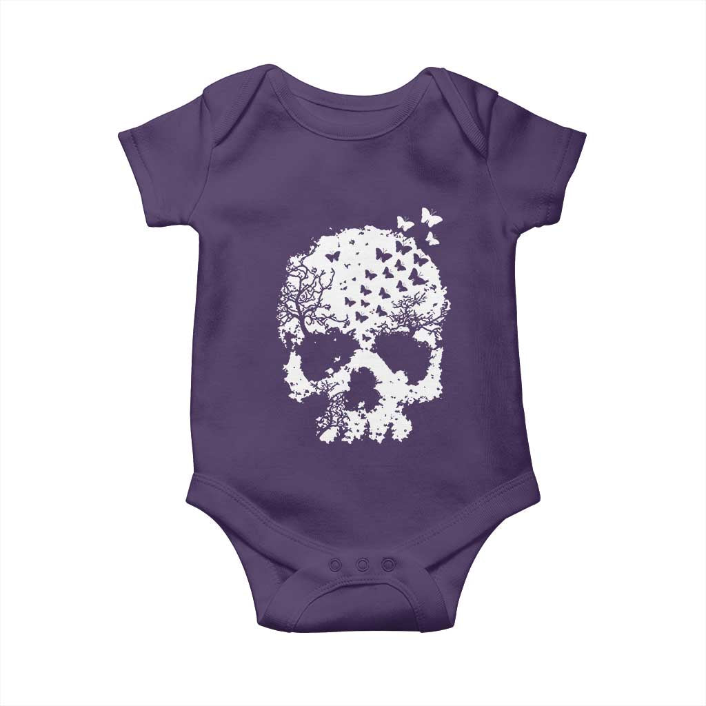 Dark Gothic Graphic Skull Floral Butterfly Baby Onesie