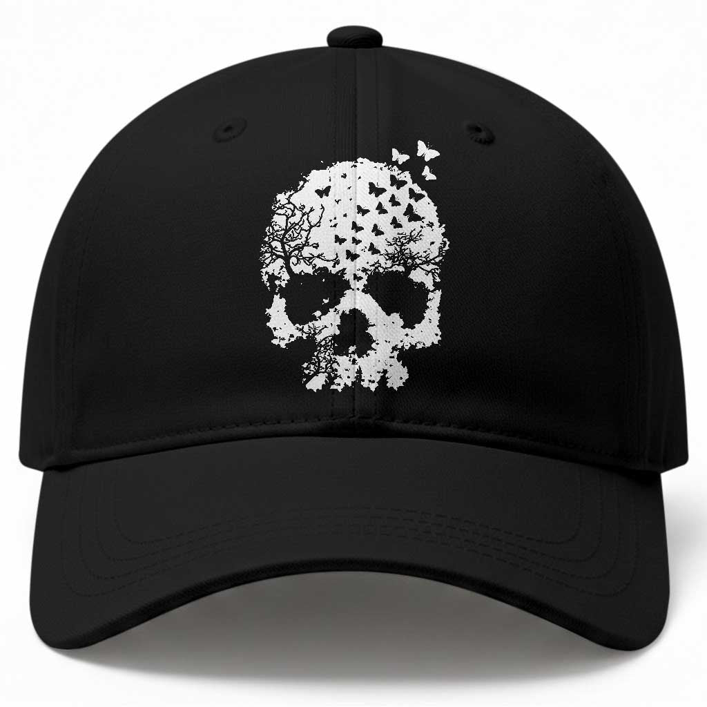 Dark Gothic Graphic Skull Floral Butterfly Baseball Cap