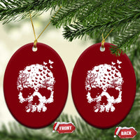 Dark Gothic Graphic Skull Floral Butterfly Ceramic Ornament