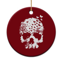 Dark Gothic Graphic Skull Floral Butterfly Ceramic Ornament