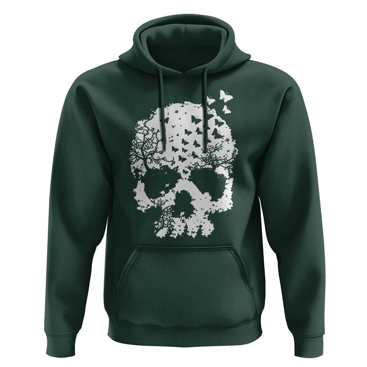 Dark Gothic Graphic Skull Floral Butterfly Hoodie