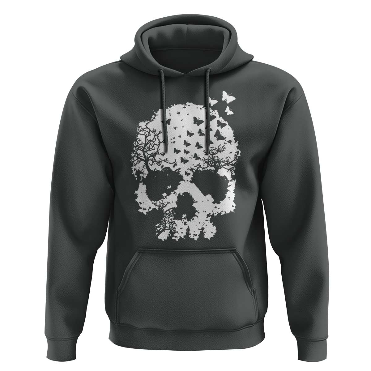 Dark Gothic Graphic Skull Floral Butterfly Hoodie