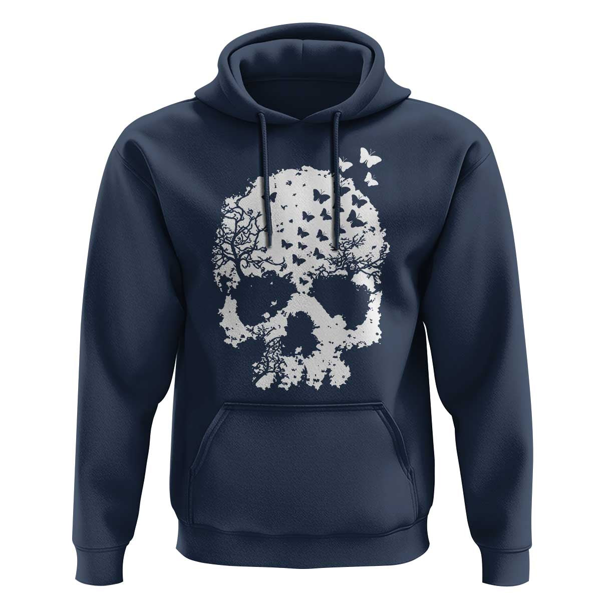 Dark Gothic Graphic Skull Floral Butterfly Hoodie