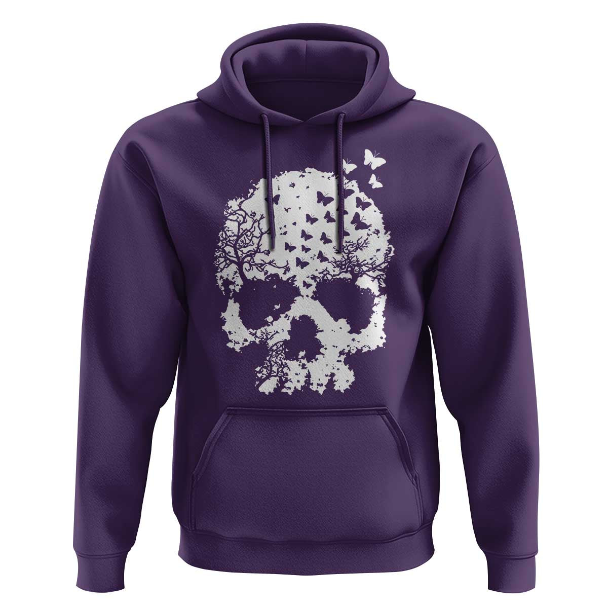 Dark Gothic Graphic Skull Floral Butterfly Hoodie