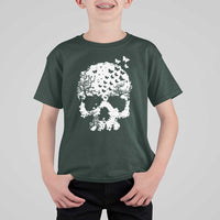 Dark Gothic Graphic Skull Floral Butterfly T Shirt For Kid