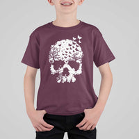 Dark Gothic Graphic Skull Floral Butterfly T Shirt For Kid