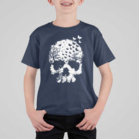 Dark Gothic Graphic Skull Floral Butterfly T Shirt For Kid