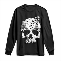 Dark Gothic Graphic Skull Floral Butterfly Long Sleeve Shirt