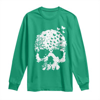 Dark Gothic Graphic Skull Floral Butterfly Long Sleeve Shirt