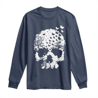 Dark Gothic Graphic Skull Floral Butterfly Long Sleeve Shirt